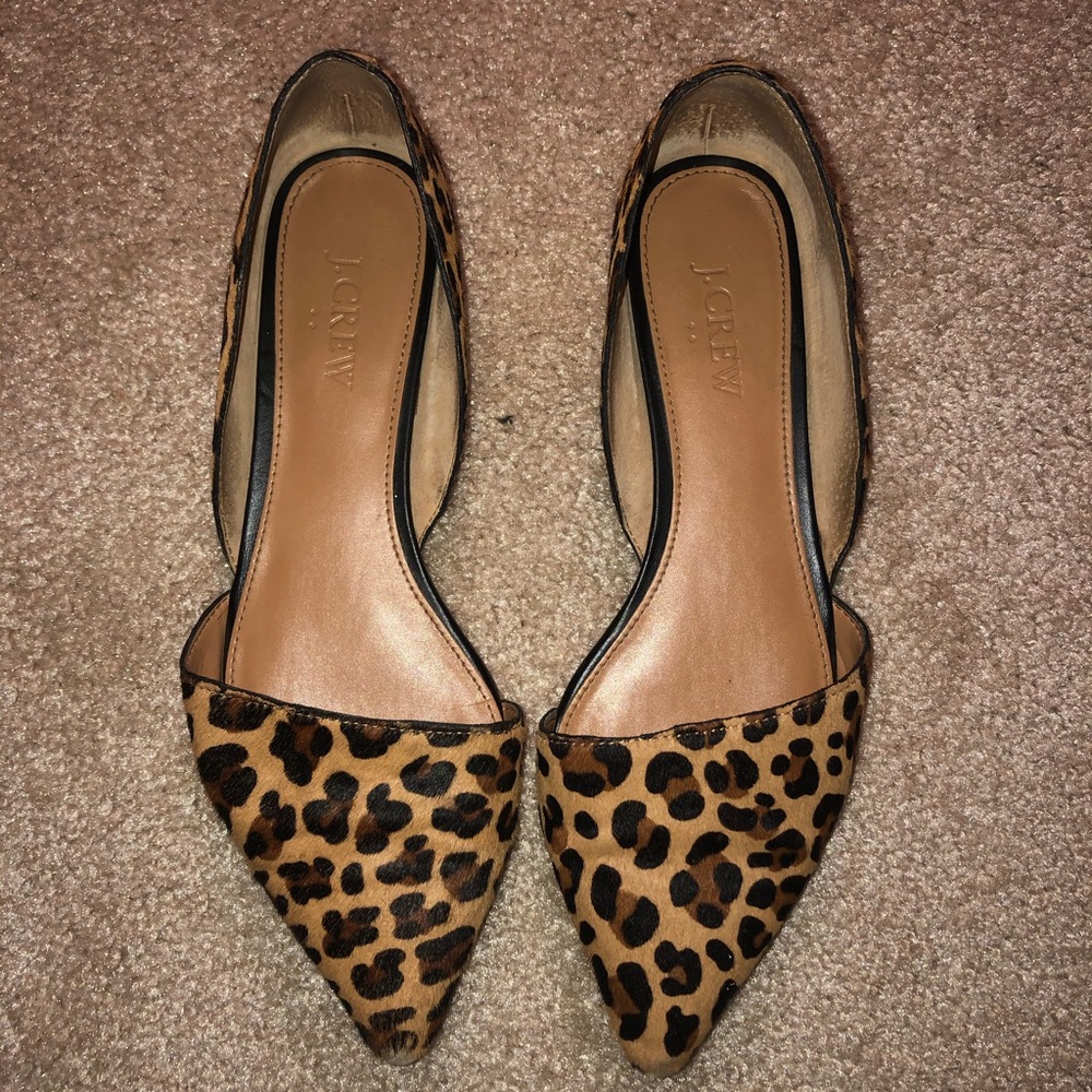 J. Crew Leopard Mohair/Leather Flat